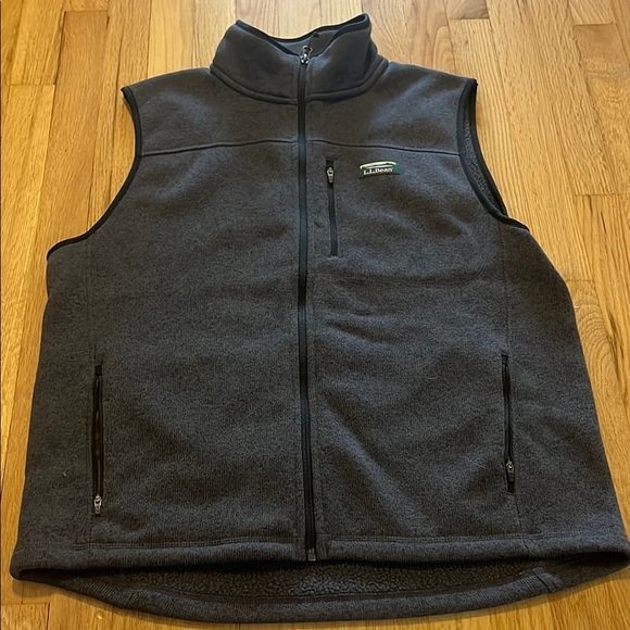 L.L. Bean Bean's Sweater Fleece Vest Charcoal Gray Heather Sz L - Picture 1 of 7
